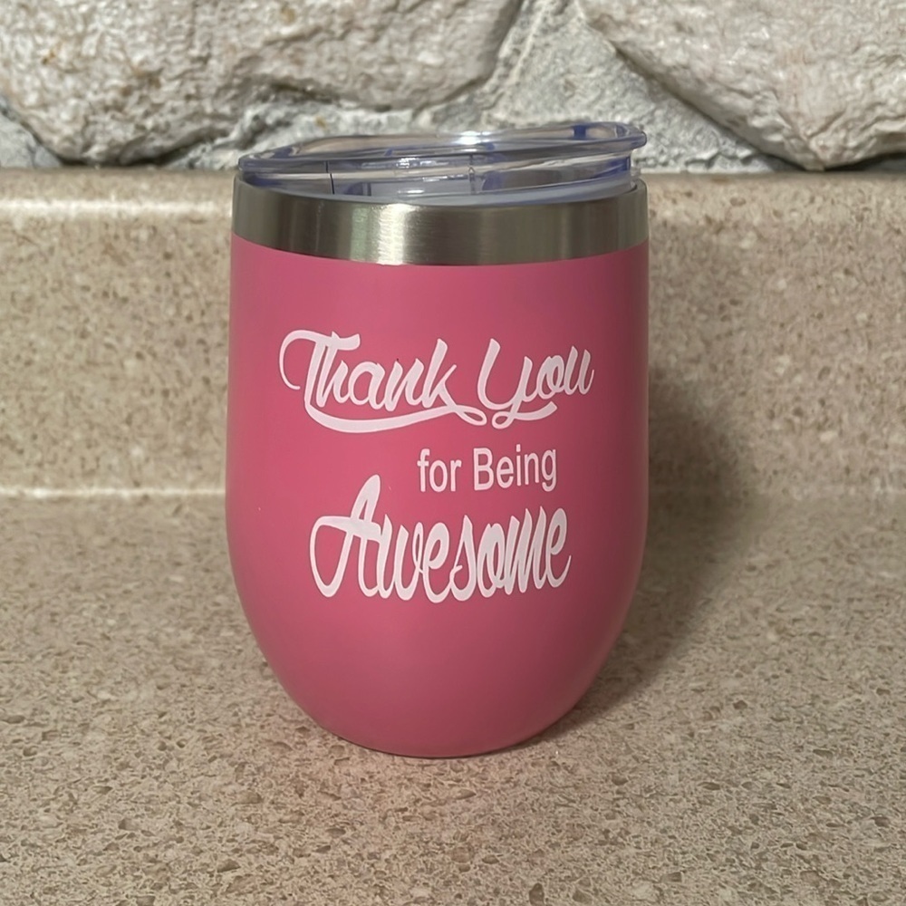 Thank You For Being Awesome Pink & White Stainless Sleeve Insulated Travel Mug